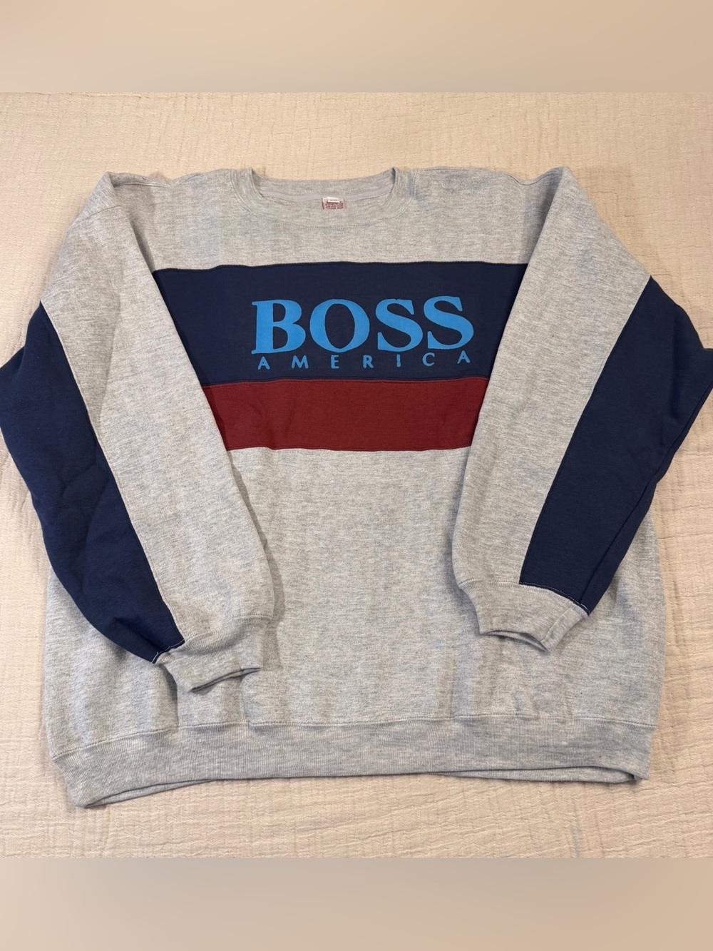 Like new! Vintage 80s 90s Hugo Boss BOSS America Colorblock Sweatshirt, sz XXL